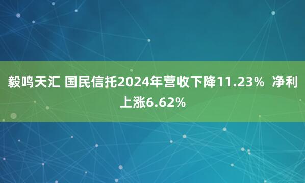 毅鸣天汇 国民信托2024年营收下降11.23%  净利上涨6.62%